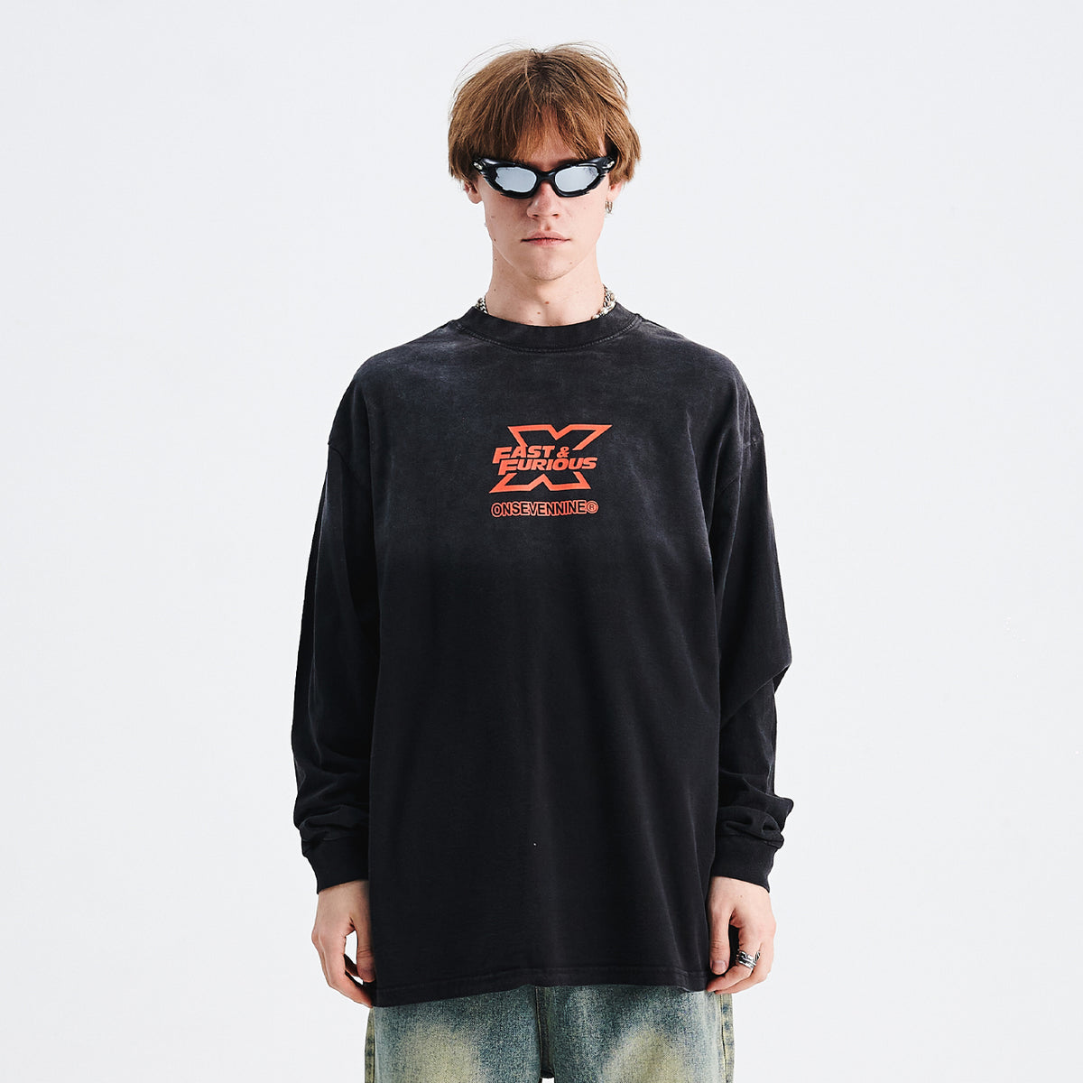 Fast & furious slogan jumper long sleeve motorsports jumper racing t-shirt in black