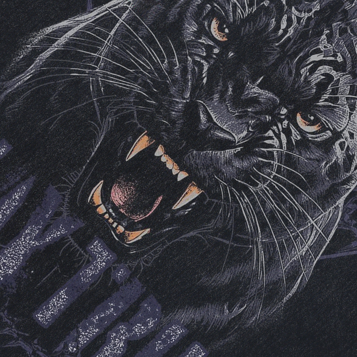 Black panther sleeveless t-shirt wild cat surfer vest retro poster grunge tank top in acid wash black