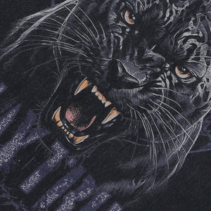 Black panther sleeveless t-shirt wild cat surfer vest retro poster grunge tank top in acid wash black