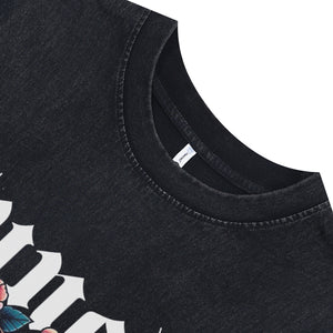 Jungle slogan sleeveless t-shirt Bengal tiger surfer vest retro Japanese poster tank top in acid wash black