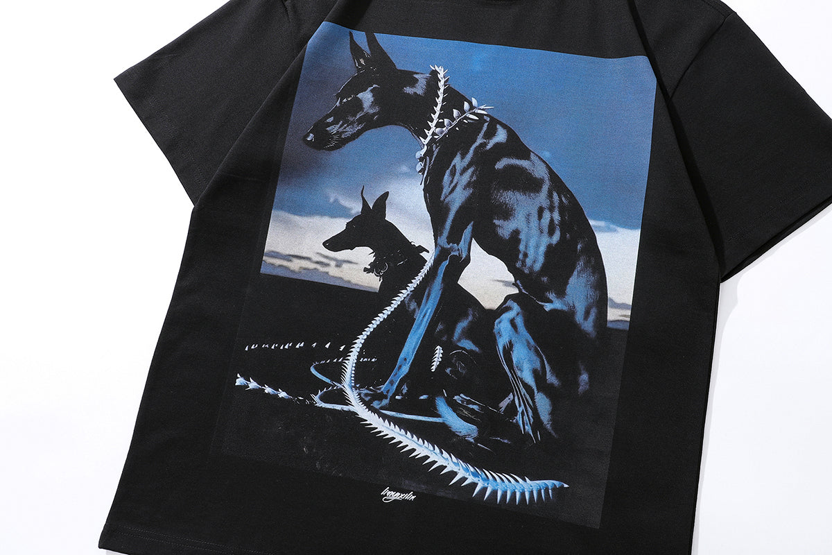 Doberman t-shirt dog print tee pinscher poster top in vintage cream