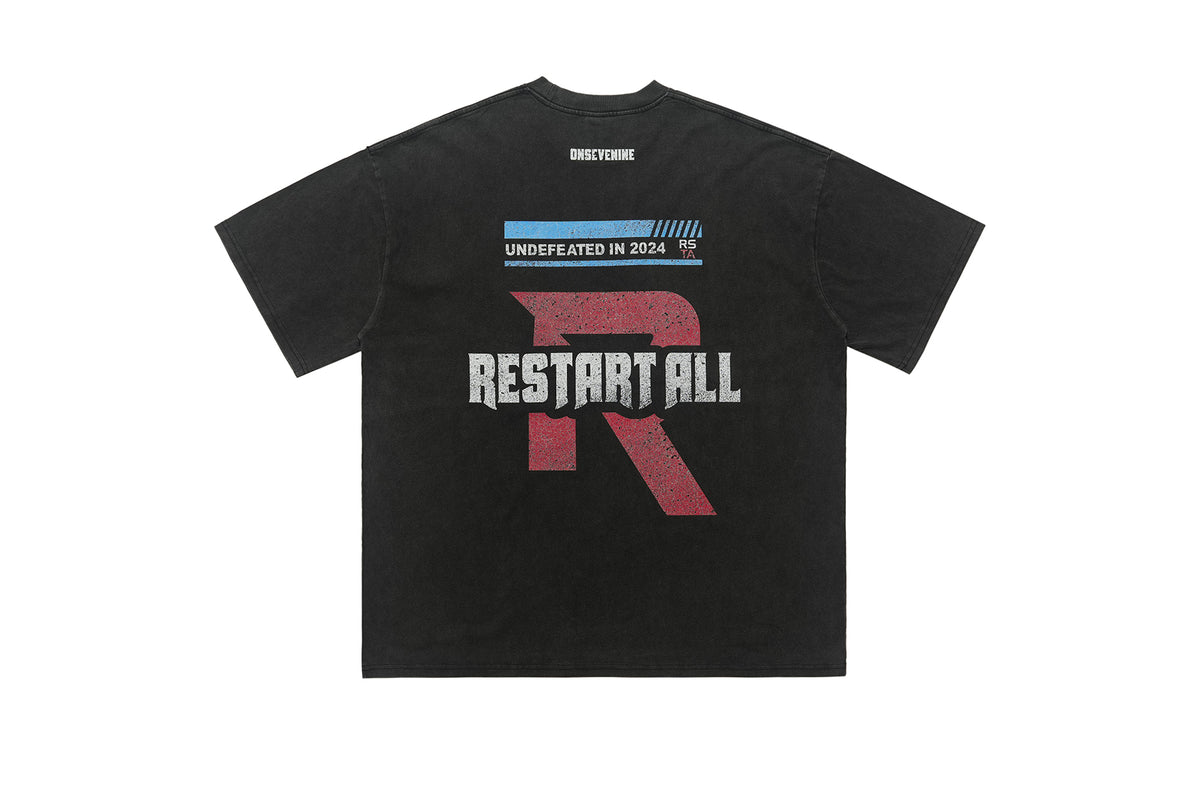 Restart slogan t-shirt grunge top 00s tee in black