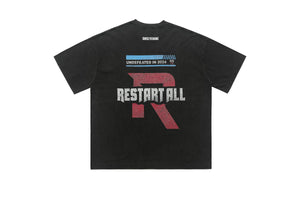 Restart slogan t-shirt grunge top 00s tee in black