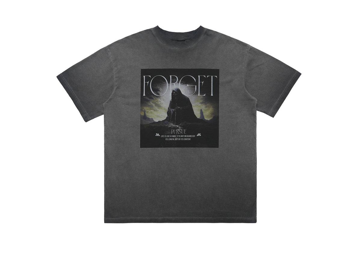 Gothic t-shirt desert monster top creepy print tee in grey