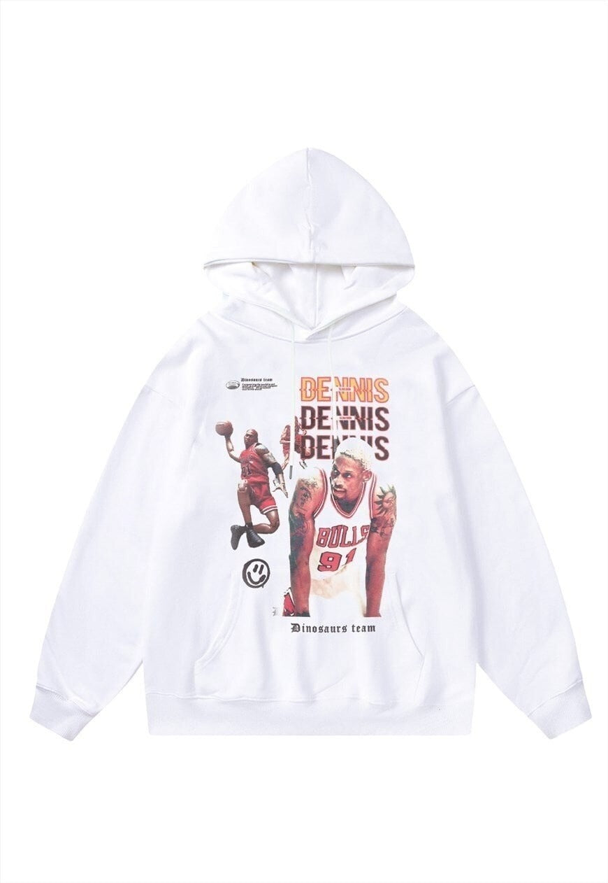 Basketball player hoodie top premium hiphop jumper in white