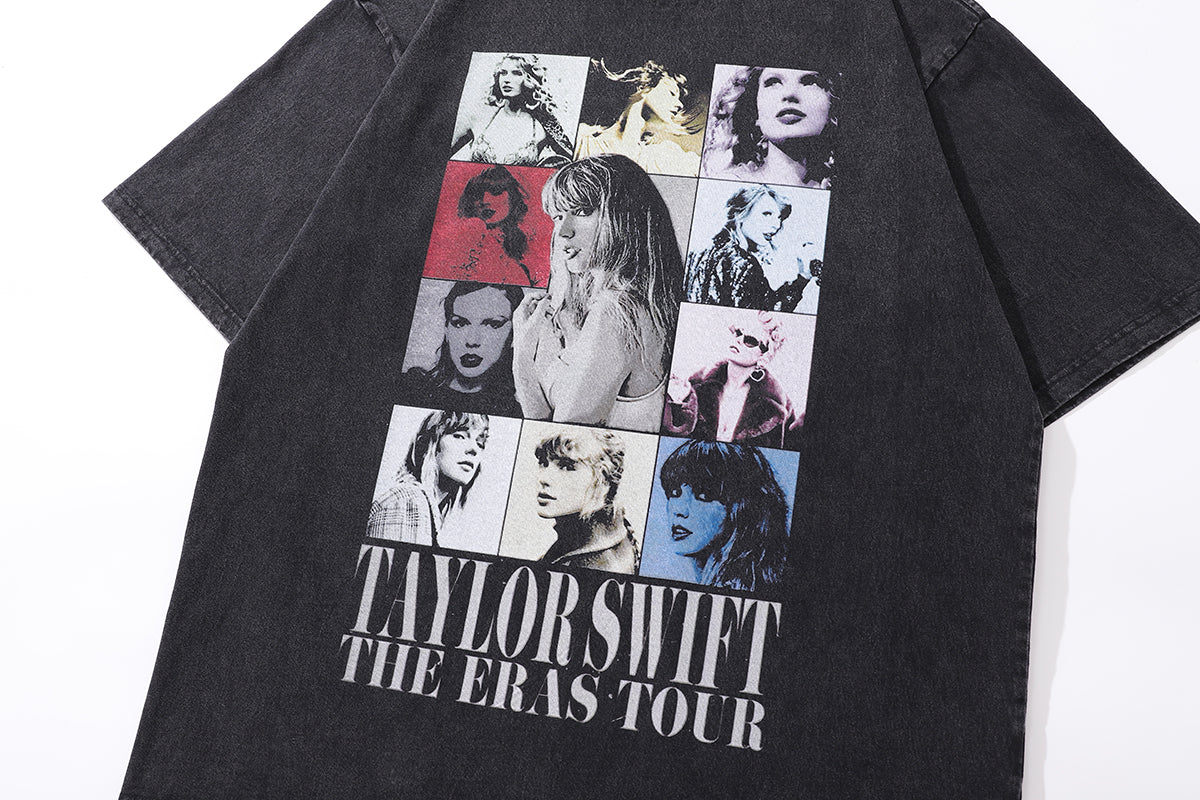 Vintage Taylor Swift t-shirt retro singer tee pop icon top in grey