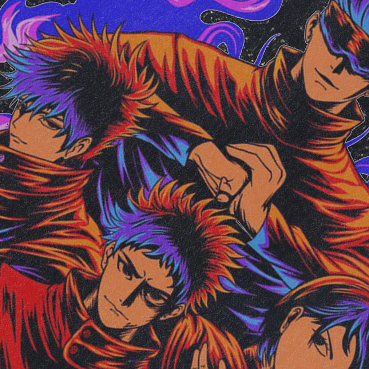 Jujutsu anime sleeveless t-shirt vintage Japanese vest retro cartoon tank top in acid wash black