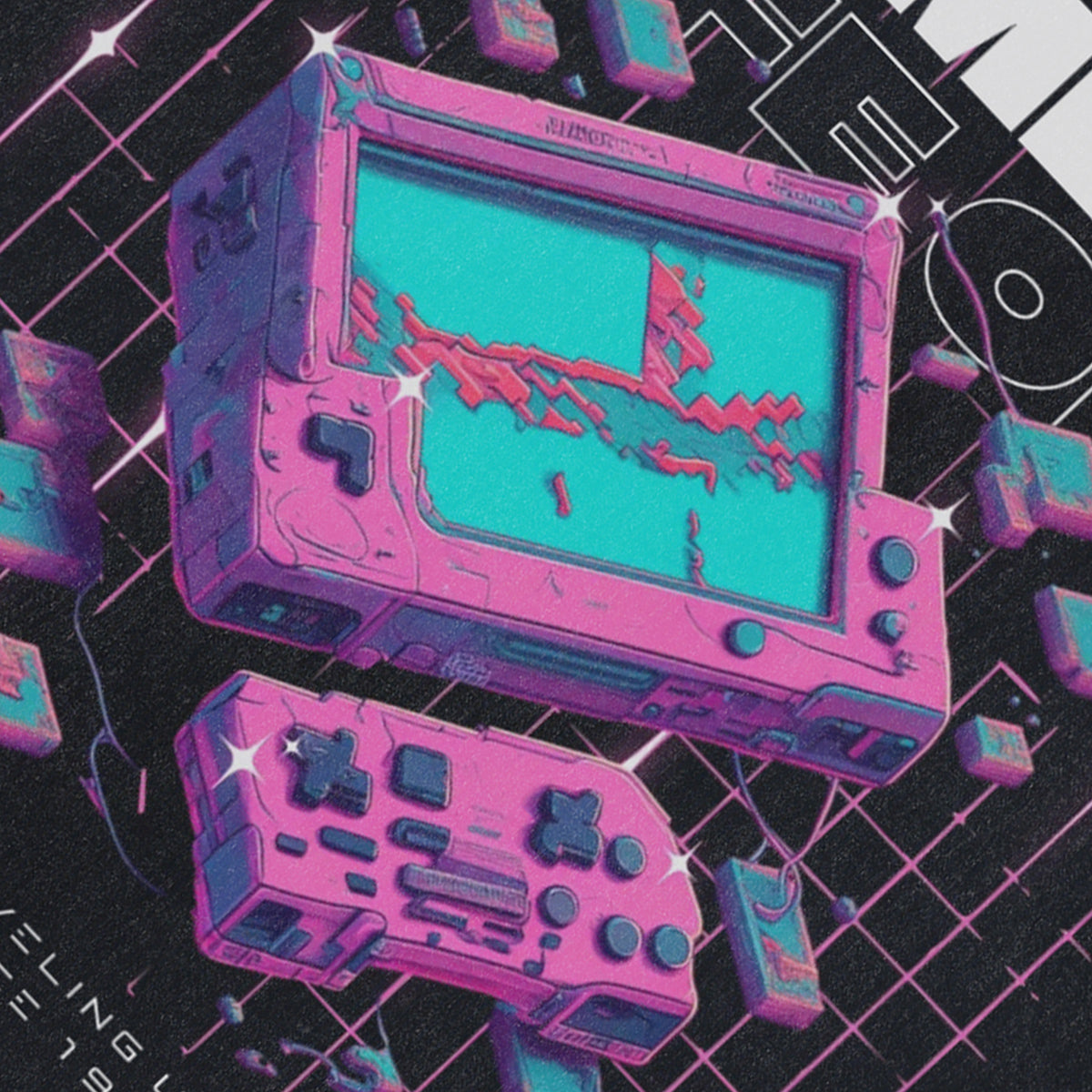 Gamer sleeveless t-shirt retro console print surfer vest 00s raver tank top in acid wash black