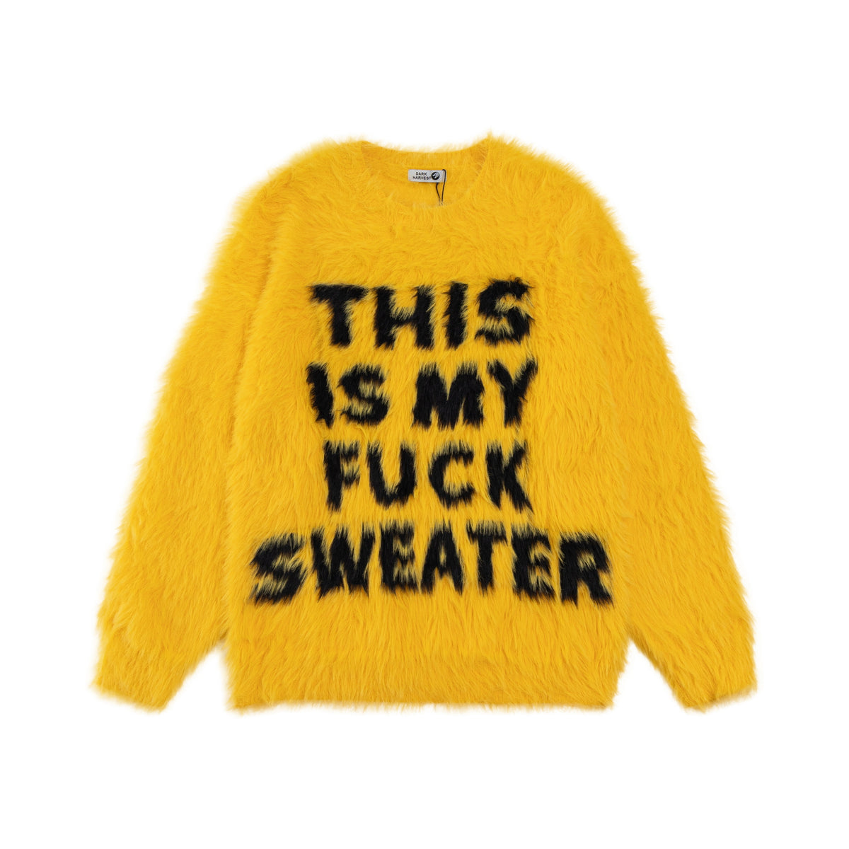 Fuck slogan sweater grunge knitted fluffy 90s inspired jumper blue