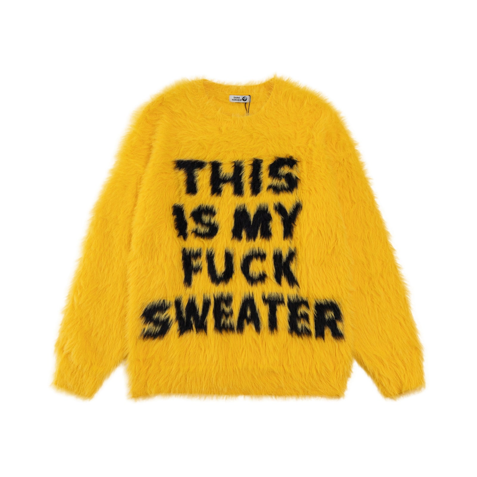 Fuck slogan sweater grunge knitted fluffy 90s inspired jumper yellow