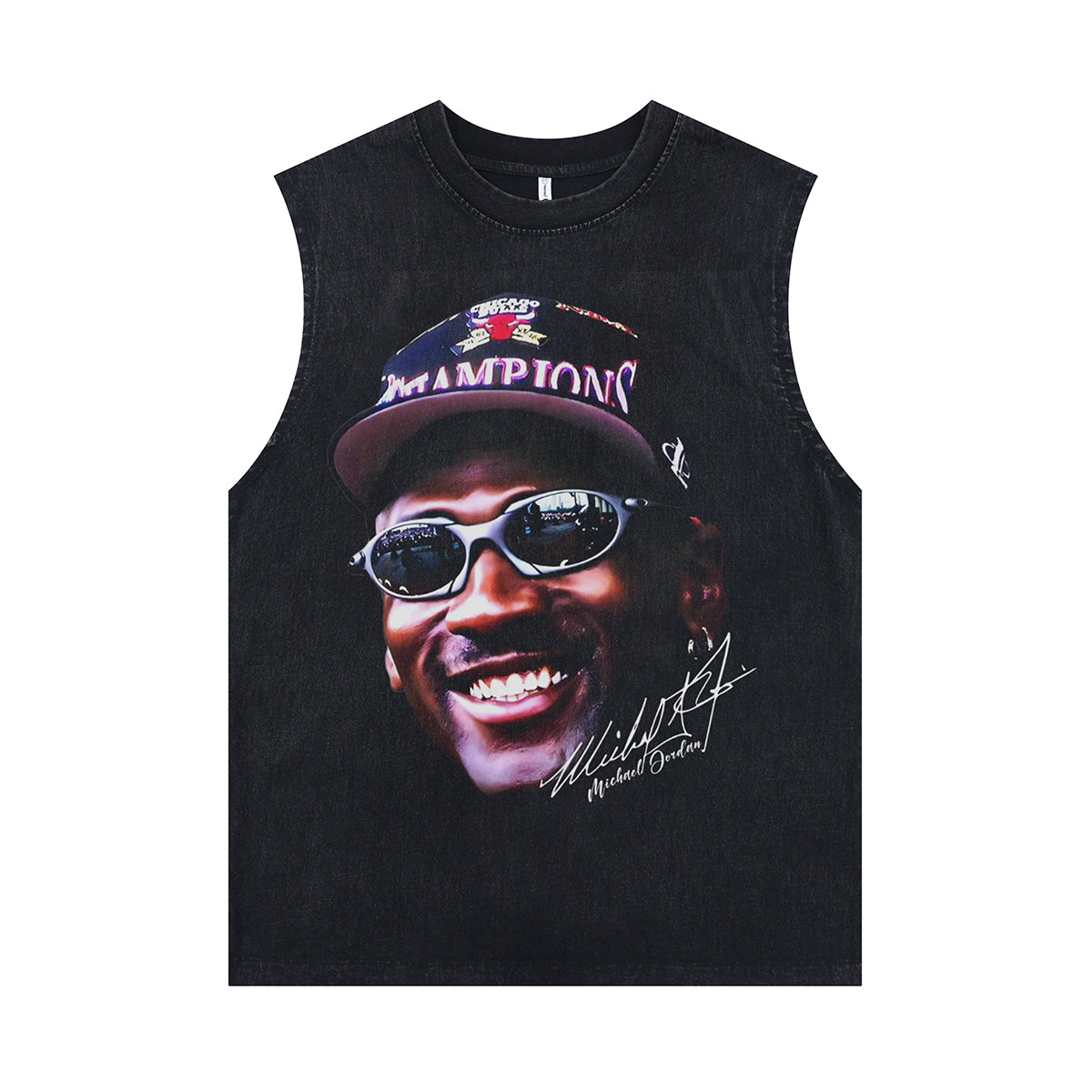Michael Jordan sleeveless t-shirt vintage basketball player vest sports tank top in acid wash black