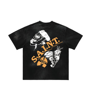Dollar print t-shirt money top gangster tee in black