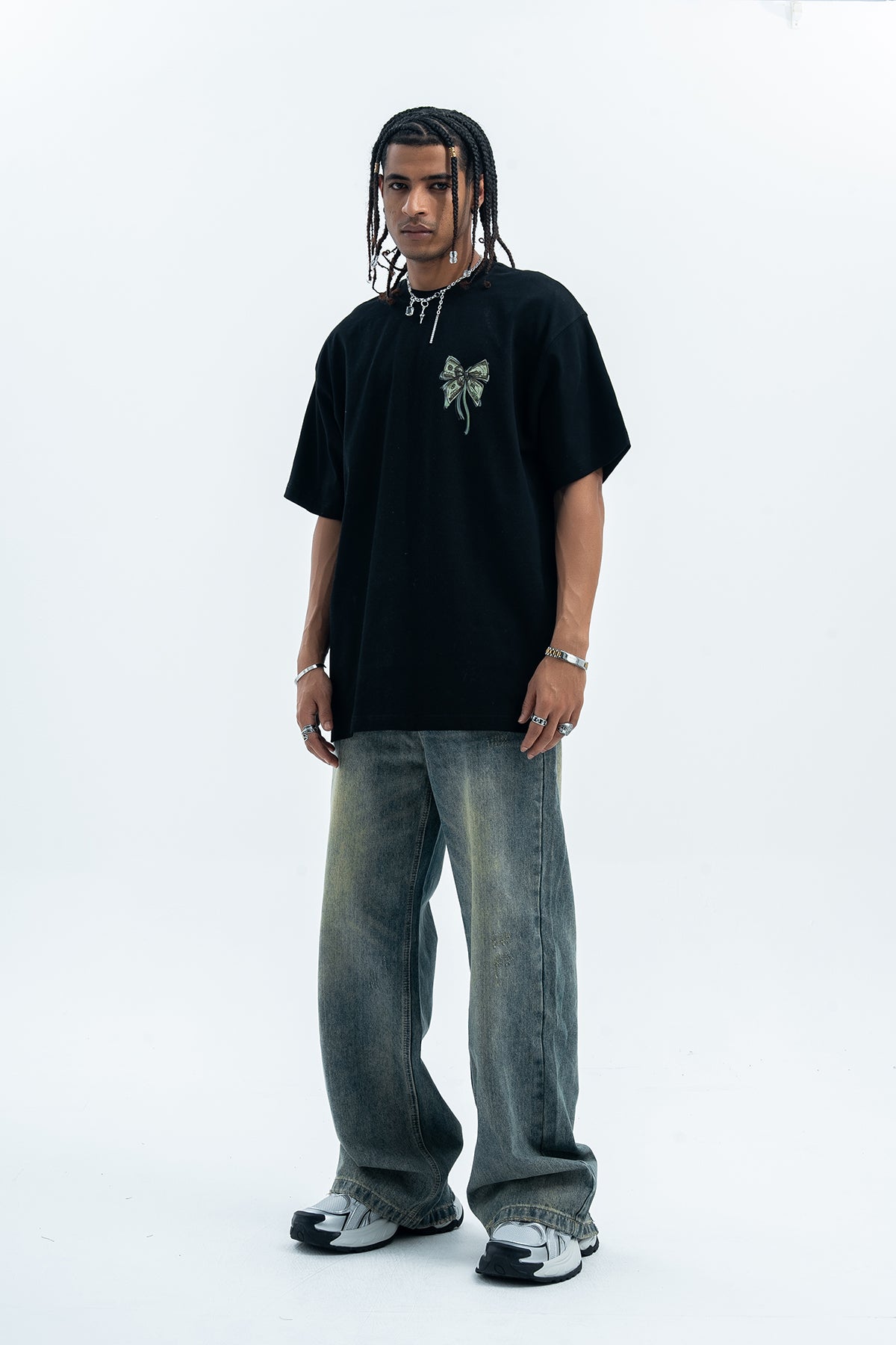 Money print t-shirt dollar sign tee hip-hop top rapper jumper black