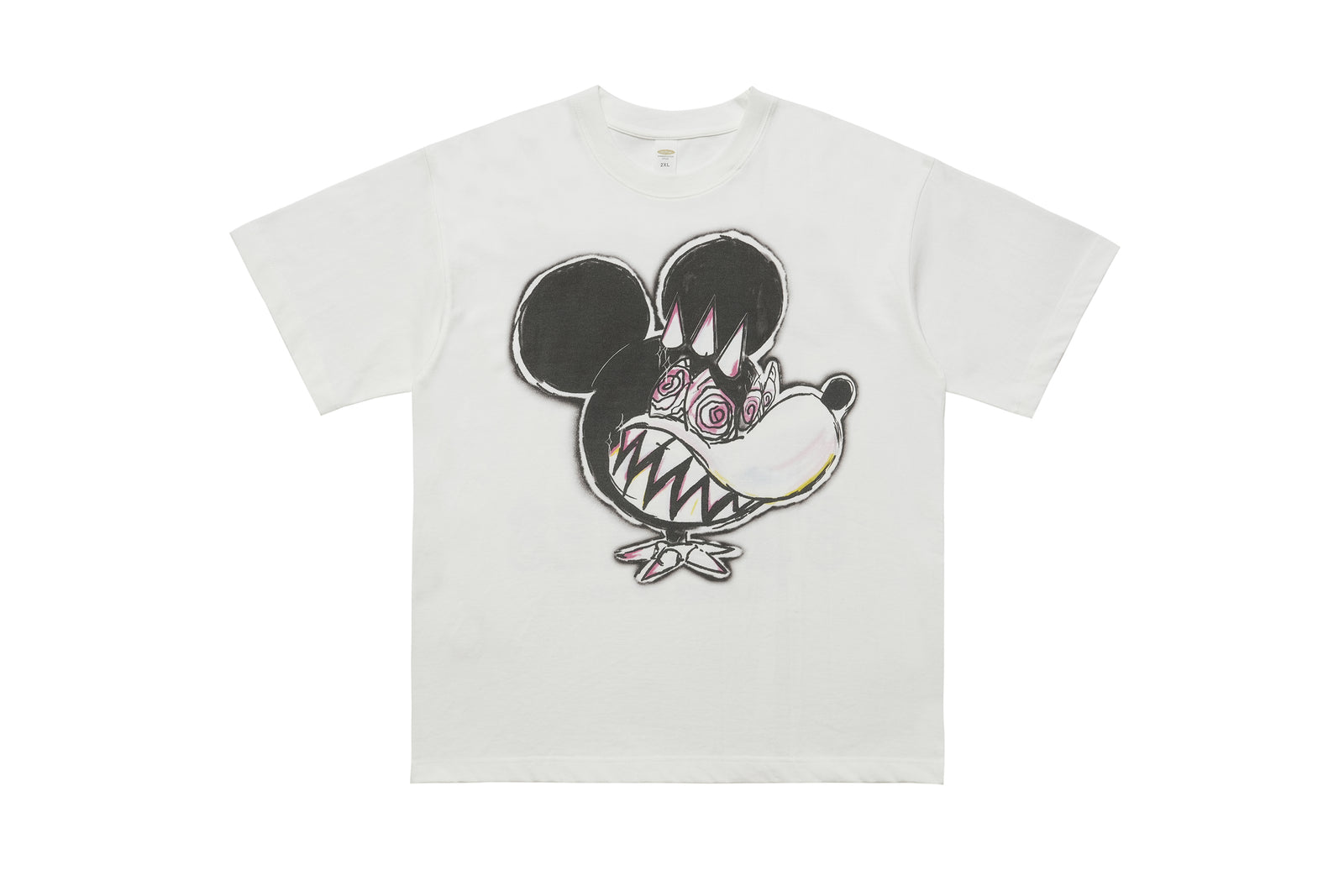 Punk mouse t-shirt Mickey top graffiti tee cartoon jumper in white