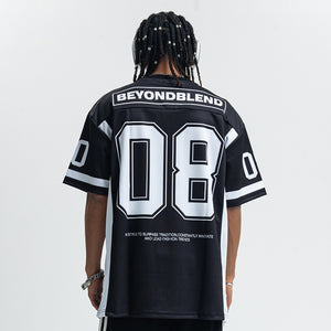 American baseball t-shirt retro college top 00s basketball tee in blue