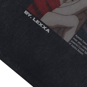 Sukuna sleeveless t-shirt vintage anime vest retro cartoon tank top in acid wash black