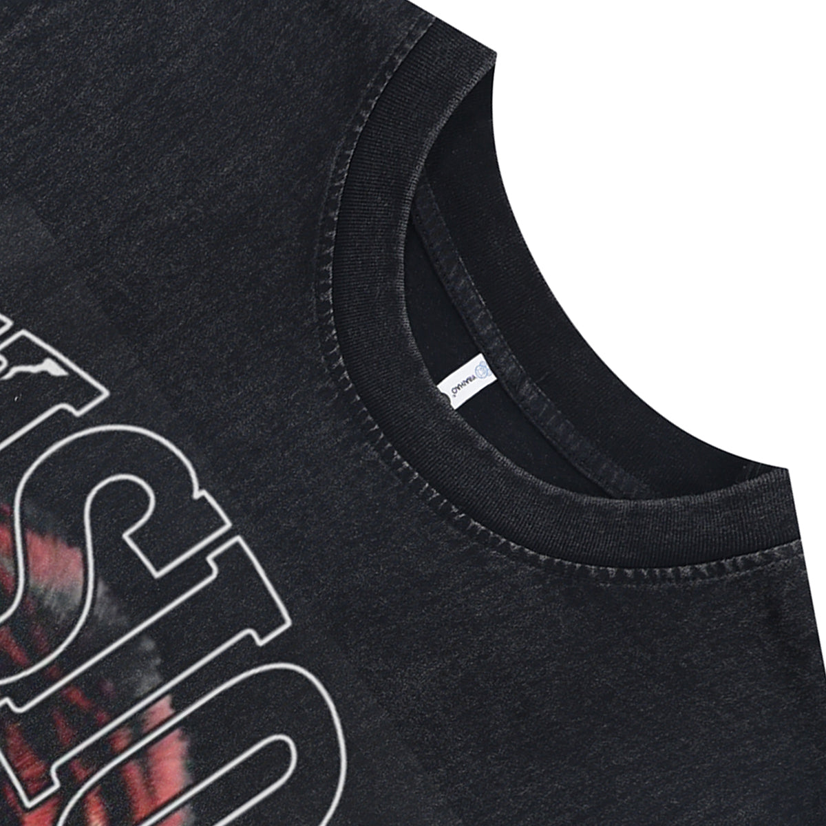 Bengal tiger sleeveless t-shirt animal cartoon surfer vest 90s vission slogan tank top in acid wash black