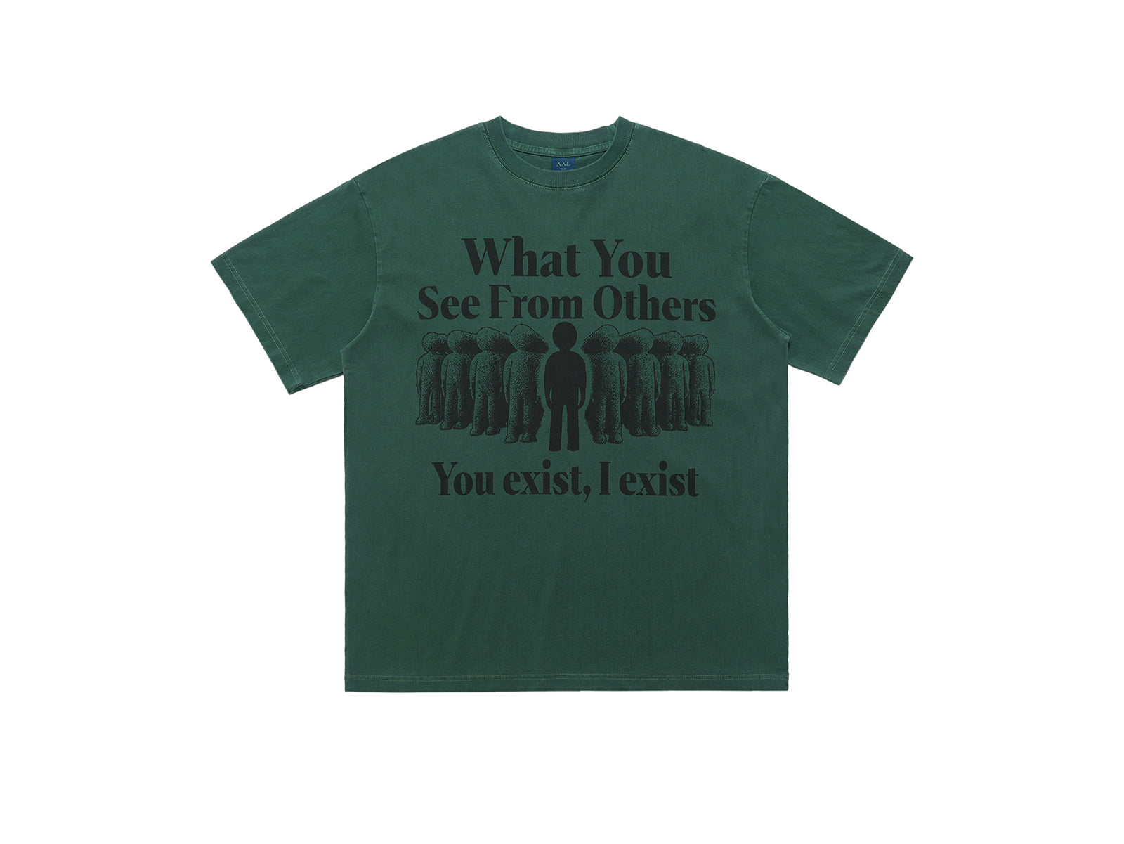 Psychedelic slogan t-shirt retro slogan top human print tee in green