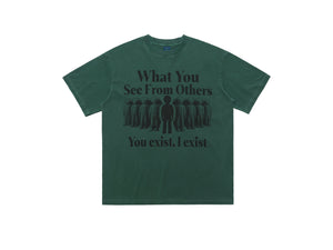Psychedelic slogan t-shirt retro slogan top human print tee in grey