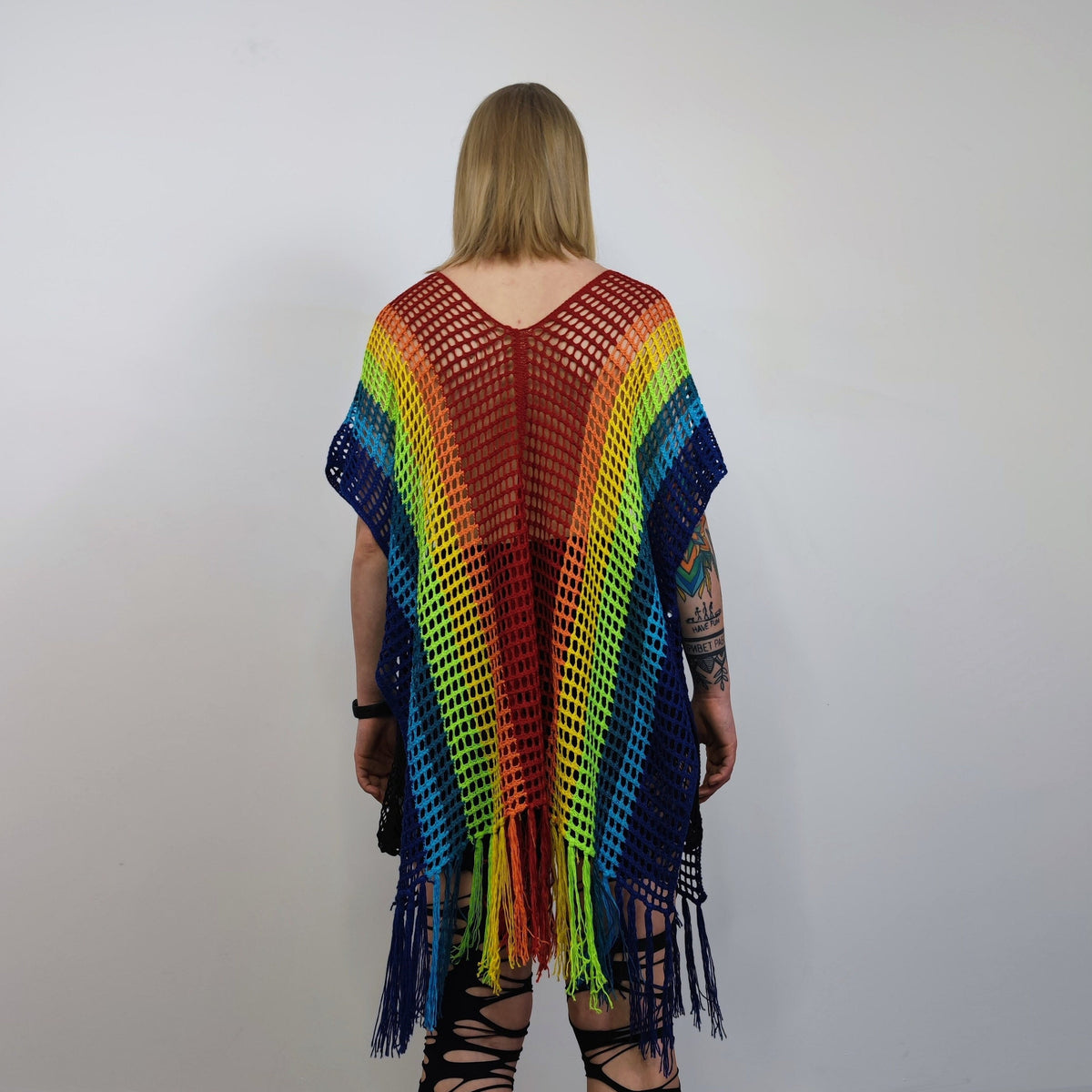 Rainbow mesh top Gay pride sweater rave poncho transparent
