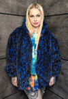 Leopard fleece jacket detachable animal print jacket in blue