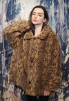 Snake fleece jacket fake fur python aviator bomber in brown