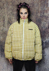 Dog-tooth jacket preppy bomber retro check coat in yellow