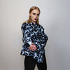 Thunder print jacket catwalk blazer utility going out bomber abstract print fancy dress varsity space pattern coat in black blue