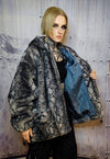 Faux fur python jacket handmade snake fleece bomber in grey