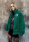 Faux fur bomber jacket fluffy aviator jacket soft coat green