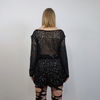 Transparent sequin top silver embellished mesh sweatshirt sheer blouse metallic catwalk jumper party see-through top festival glitter tee