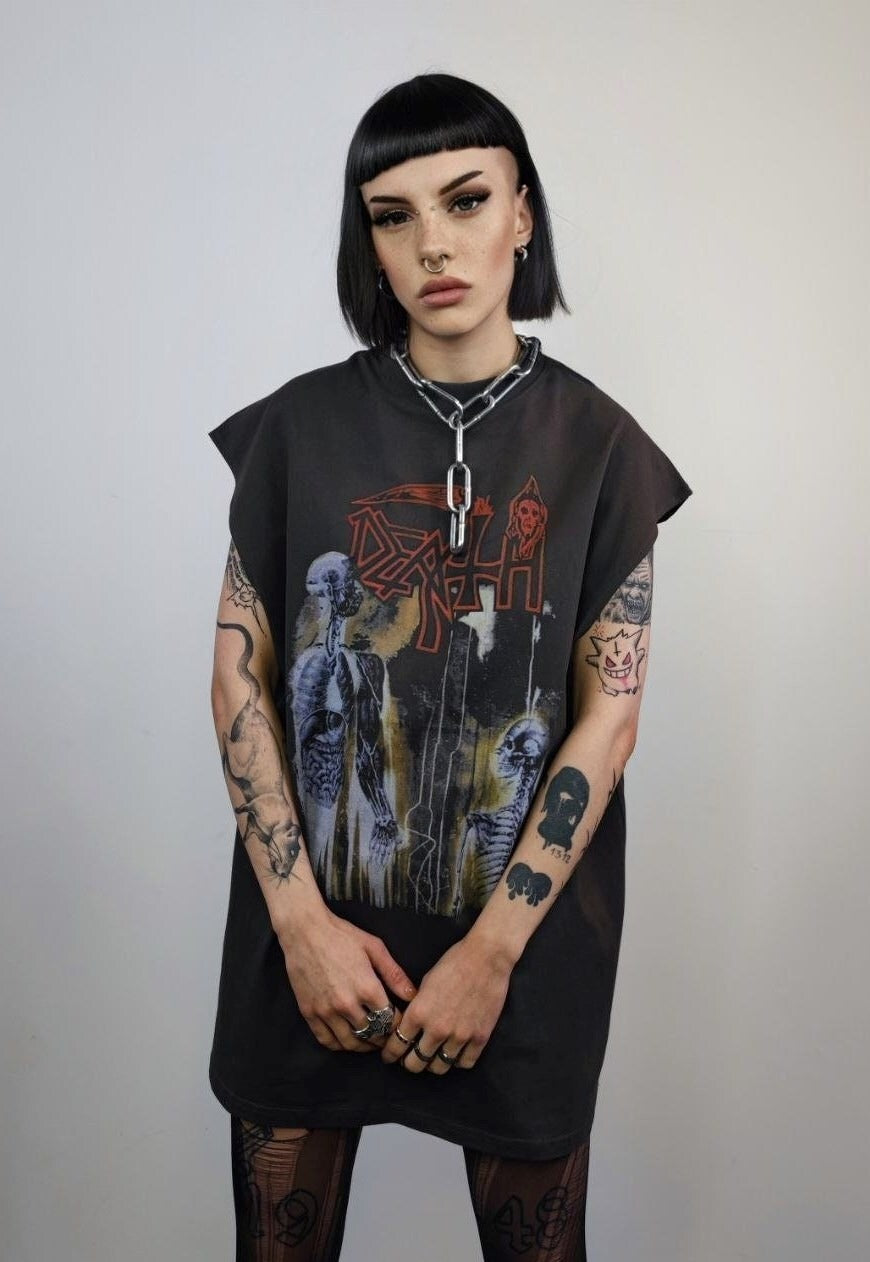 Rocker sleeveless t-shirt death print tank top surfer vest