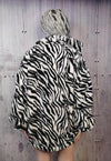 Zebra fleece jacket in white animal print stripe bomber