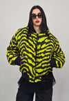 Striped varsity jacket black animal print reversible bomber