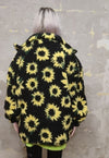 Sunflower fleece jacket handmade daisy floral padded jacket