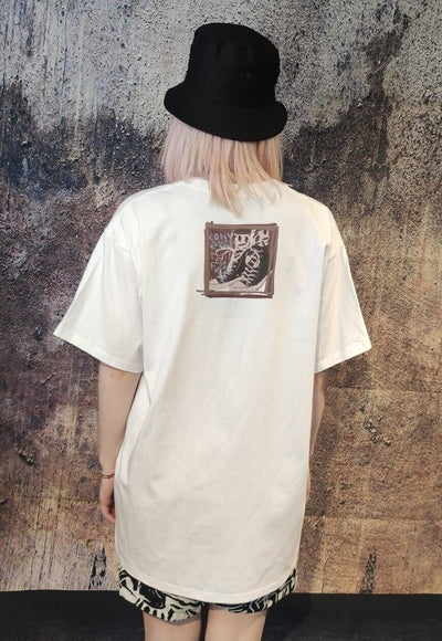 Bondage print tee BDSM Anime t-shirt vintage wash top white