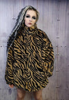 Zebra fleece jacket in brown animal print stripe bomber