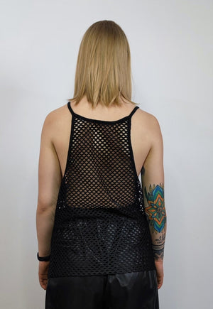 Sleeveless mesh top transparent cami see-through tank vest