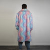 Tie-dye coat faux fur pastel pink shaggy trench abstract pattern overcoat watercolor bomber detachable festival jacket rainbow peacoat blue