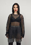 Oversize mesh top black transparent netted thin punk jumper