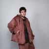 Faux fur luxury jacket handmade premium fleece bomber detachable fluffy hooded coat 2 in 1 fluffy jacket in brown