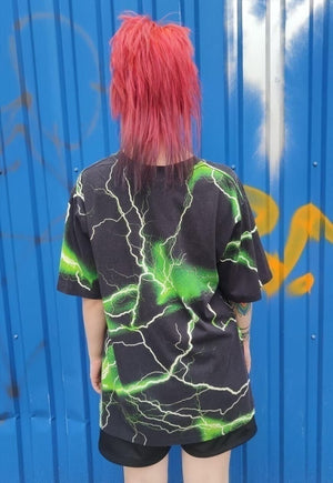 Light strike t-shirt neon thunderstorm tee in green black