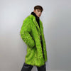 Shaggy faux fur longline coat neon trench bright raver bomber fluffy winter fleece luminous festival jacket burning man fuzzy coat in green