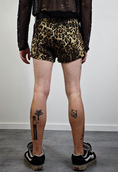 Mini leopard shorts cropped animal print hotpants brown