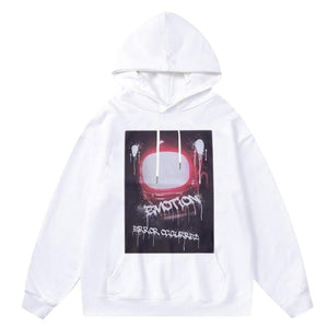 Emotion hoodie retro print pullover raver top emo jumper