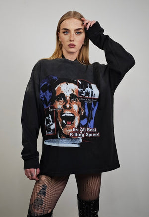 Psychedelic long sleeve t-shirt vintage wash grunge top