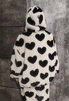 Heart fleece bomber handmade faux fur heart hood coat cream