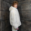 Faux fur luxury jacket handmade premium fleece jacket fluffy hooded coat in cream