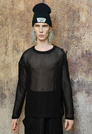 Mesh sweatshirt transparent top see-through punk jumper