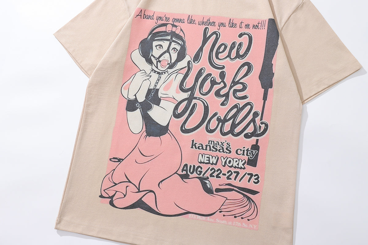 Bondage t-shirt princess print tee retro s&m top in CREAM